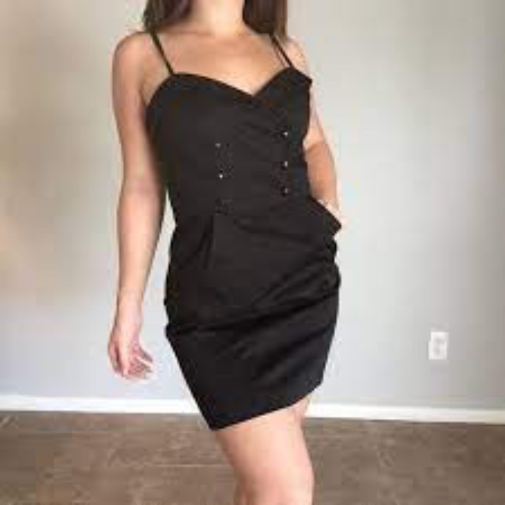 Juicy Couture Black Tuxedo Sateen Dress Size 6 New with tag $278